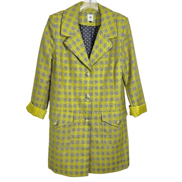 Cabi Regency Style 3491 Long Blazer Jacket Gold Black Houndstooth Size Large - Picture 1 of 6